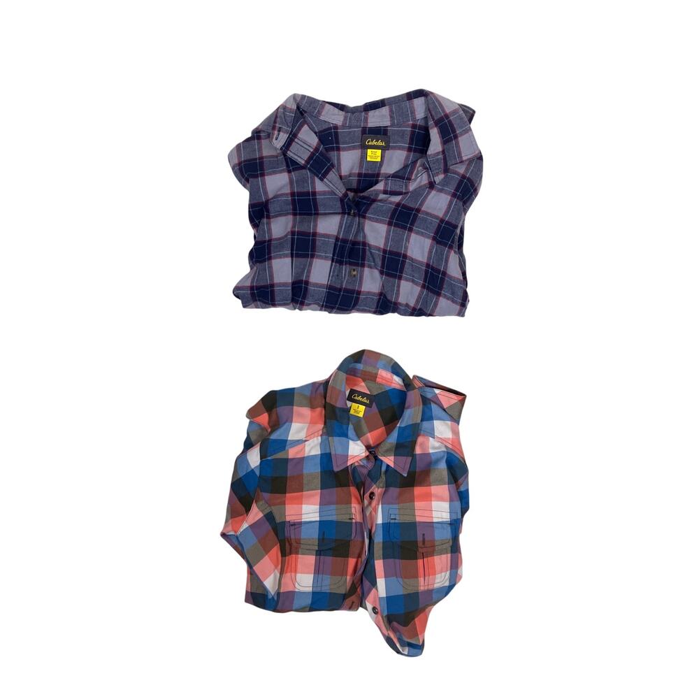 Lot of 2 Flannel Shirts Women’s Small Plaid Button Down Fall Winter Layering